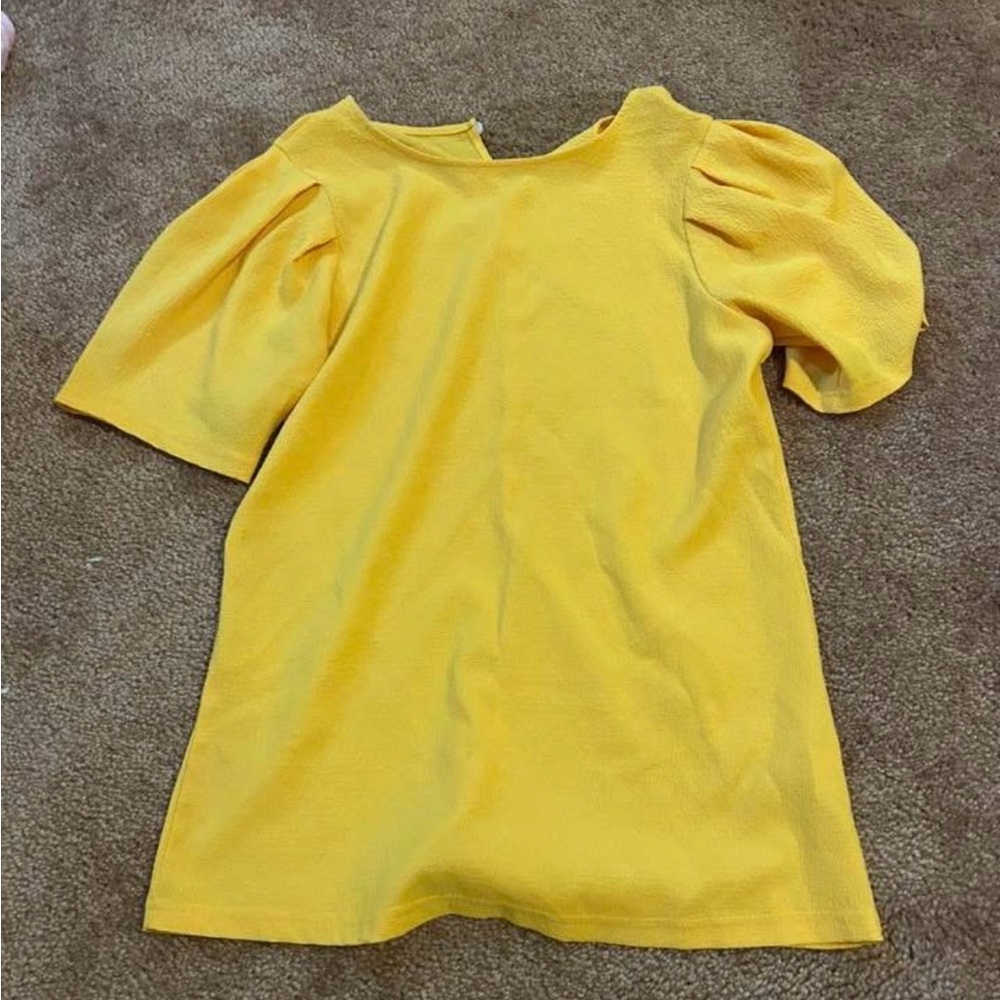 Yellow Puff Sleeve Dress